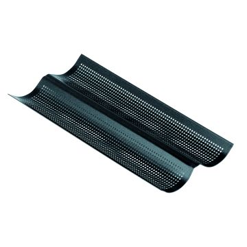 Plaque perforée 2 baguettes - antiadhérent Obsidian - 380 x 160 mm 