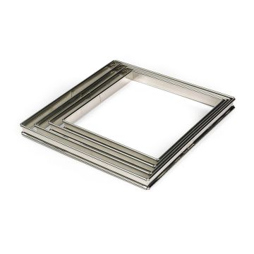 Flan à tarte - Carré - inox - bords roulés - épaisseur 4/10ème - 200 x 200 x 20 mm