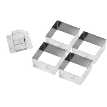 Boîte de 4 carrés 70 x 70 x 40 mm et poussoir inox