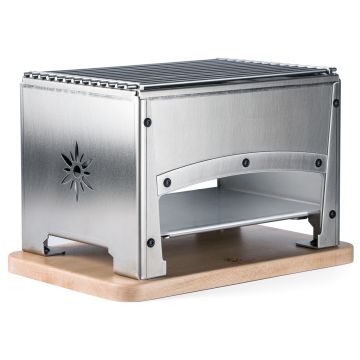 Braséro Bron Coucke 2 coté ouverts pour utilisation en intérieur (+ KIT reblochonade : 1 poêlon acier + spatule composite)