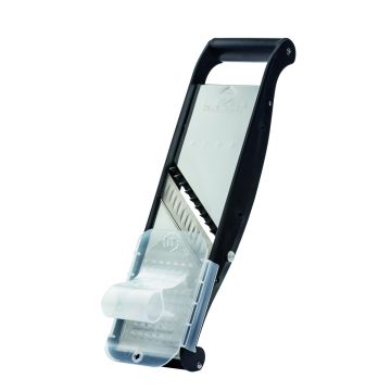 Mandoline inox Compact-PRO BASALTE avec poussoir ergonomique - 2 peignes effileurs (4 & 10 mm)