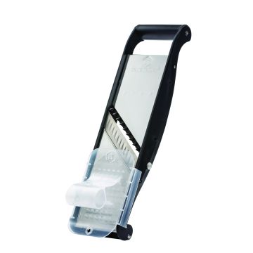 Mandoline inox Compact-PRO BASALTE avec poussoir ergonomique - 2 peignes effileurs (4 & 10 mm)