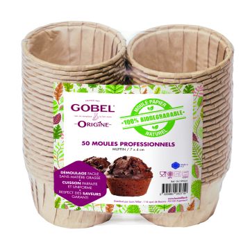 Pack de 50 moules à Muffin 7,2 x 4 cm (papier professionnel biodégradable) Origine