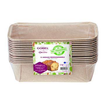 Pack de 15 moules cake 23,3 x 11 x 6,5 cm (papier professionnel biodégradable) Origine