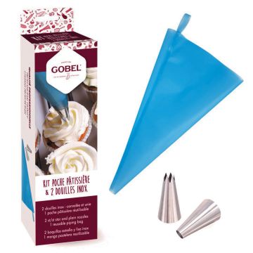 Kit 1 poche pâtissière petit format 35 cm et 2 douilles