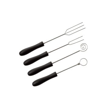 Lot de 4 broches à tremper le chocolat - Fourchettes à chocolat - inox - manche plastique