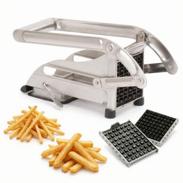 Coupe-frites ménager inox sur ventouse - 2 couteaux