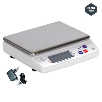 Balance &eacute;lectronique professionnelle - 10kg - IP53 - pr&eacute;cision 1g - adaptateur secteur fourni - plateau amovible 22 x 16,5 cm
