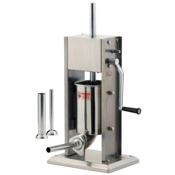 Poussoir à saucisses manuel vertical inox - 3 L - 3 embouts - à crémaillère